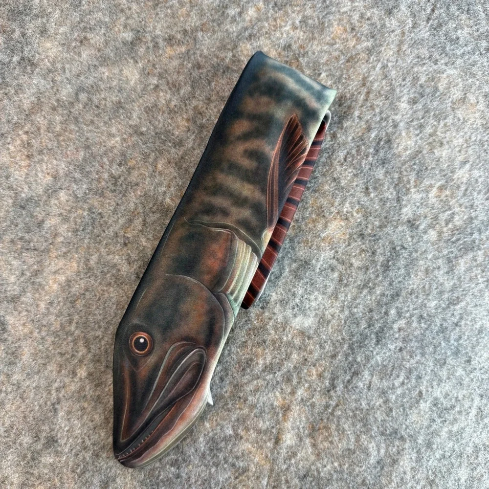 Ralph Marlin Muskie Fish 1986 Necktie Mens Fishing Photorealistic Novelty Tie